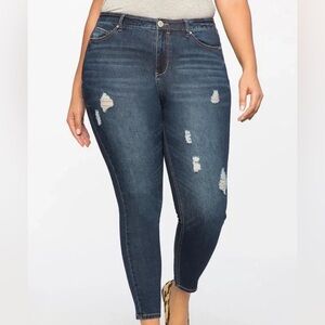 NWT Eloquii Classic Fit Peach Lift Distressed Skinny Jean